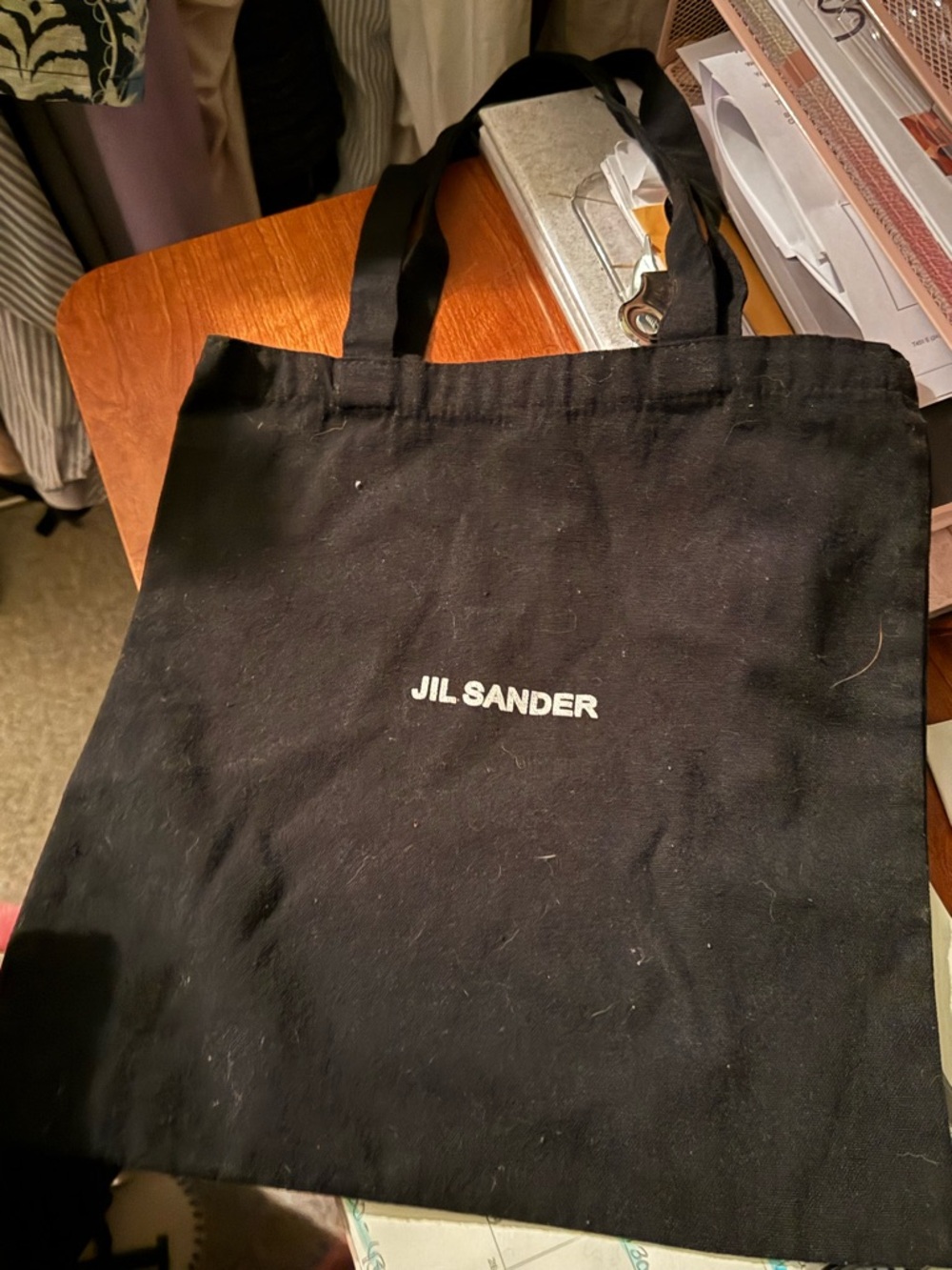 Jil Sander Black Canvas Tote with Center Logo